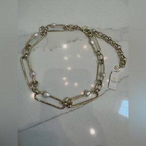 Kendra Scott chunky gold necklace with pearls NWT